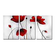 Dipinti a mano pittura a olio con cornice floreale allungato - set di 3