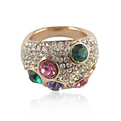 Charming Rose Gold Plated Round Multicolor Crystal Ring