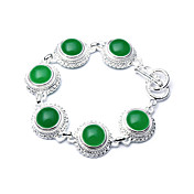 Unique Fashion Jewelry Six Round Imitation Gem Stone Silver Plate Bracelet (More Colors)
