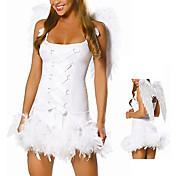 Damene hvit engel fancy kjole halloween kostyme og vinger (2pieces)