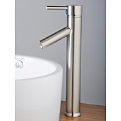 Contemporary Single Handle Nickel Brushed Bathroom Sink Faucet
