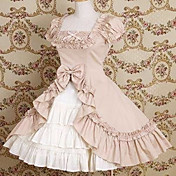 Short Sleeve Knee-length Cotton Bow and Ruffle Princess Lolita Dress