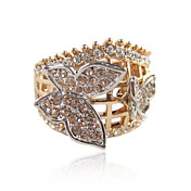 Charme in oro rosa placcato design anello farfalla di cristallo