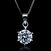 Fine Jewelry Simply 1 Carat Zircon Sterling Silver Necklace
