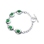 Elegant Fashion Jewelry Five Imitation Gem Stone Charm Silver Plate Bracelet