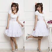 Innocent Girl manga corta longitud de la rodilla-Pure White Princess Lolita vestido