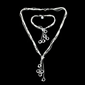 Beautiful Silver Plated cinco mujeres Círculos de la joyería conjunto incluyendo el collar, pulsera