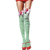 Fancy Bow Gestreept Groen en White Christmas Stockings (1 stuks)
