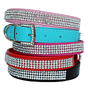 Adjustable Fully Rhinestone Decorated Style Leather Dog Collar (Assorted Color,XS-L)
