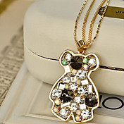 Women's Bear Decorated Faux Jewel Necklace