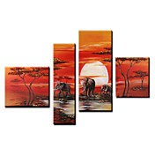 Håndmalet Oil Painting Animal Oversized dækkende sæt af 4
