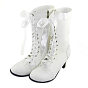 Fatto a mano in pelle PU Bianco tacco alto 6,3 centimetri Paese Lolita Stivali