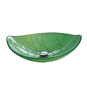 4257 Tempered Glass Vessel Rectangular Sink With Pop-Up Drain and Mounting Ring