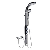 Contemporary Wall Mount LED Color Changing Widespread Aluminum Shower Panel with 5 Functions Hand Shower(Not Inclued Faucet)