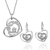 Heart In Heart 18K Gold Jewelry Set With Rhinestone Including Necklace,Earring (More Colors)