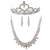 Elegant Rhinestone Bridal Necklace, Earring And Tiara Set