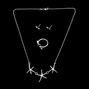 Set bijoux élégants femmes Silver Star plaqué, y compris collier, bague, boucle d'oreille