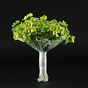 vert élégant de forme ronde bouquet de mariée en satin