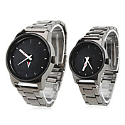 Paar Stil unisex Edelstahl Analog Quarz-Armbanduhr (silber)