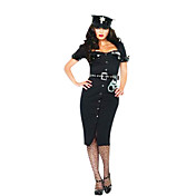 Sexy Fancy Black Police Dress Halloween kostume (4 Pieces)