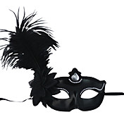 Black Feather And Flower Costumes Half-face Mask