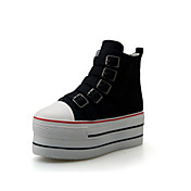 Classic Canvas Platform Ankle Boots With Buckle Graduation Shoes (More Colors)