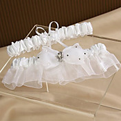 Satén y organza elegante con ligas de boda bowknot (Set de 2)