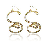 Sjarmerende Alloy Snake Design Crystal Drop øredobber