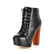 Leatherette Chunky Heel Ankle Boots With Lace-up Party / Evening Shoes (More Colors)