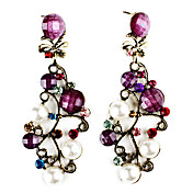 Branch Shape Resin Gem-Studded Earrings with Pearl