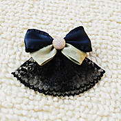 Handmade Black and Blue and Green Satin and Lace Bow Aristocrat Lolita Headdress