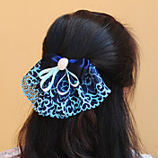 Handmade Blue Satin and Lace 19cm Bow Country Lolita Headdress