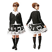 Long Sleeve Knee-length White and Black Cotton Casual Lolita Outfit