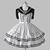Ærmeløs Knælang White Cotton Søde Lolita Kjole