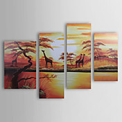 dipinti a mano olio pittura di paesaggio con telaio allungato - set di 4