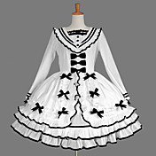 Langærmet Knælang White Cotton Aristocrat Lolita Dress