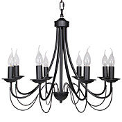 60W E14 8-light Black Iron Chandelier in Candle Feature