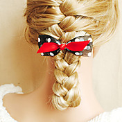 Handmade Black and Red and White Satin and Chiffon 9cm Bow Sweet Lolita Headdress