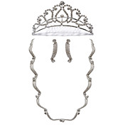 Gorgeous legering med Rhinestone Dame Smykker sæt med halskæde, øreringe, Tiara