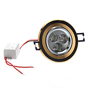 3W 300-330LM 5800-6300K Natural White Light Black and Gold Cover LED Ceiling Bulb (85-265V)
