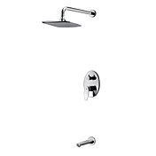 Contemporary Single Handle Wall Mount Widespread Shower Faucet Chrome Finish