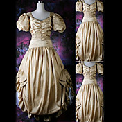 Short Sleeve Floor-length Beige Satin Classic Lolita Dress