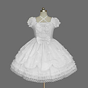 Short Sleeve Knee-length Pure White Cotton Sweet Lolita Dress