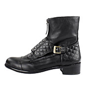 Cuero bajos Botas de tacón tobillo con zapatos de cremallera / hebilla de fiesta / vestido de noche