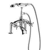 Finitura cromata contemporanea Due maniglie centerset rubinetto di ottone Handled vasca soffione doccia