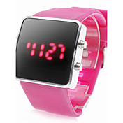 Unisex-Stil Silikon-Sport-rote LED-Armbanduhr (rosa)