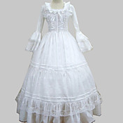 Long Sleeve Floor-length White Cotton Princess Lolita Dress