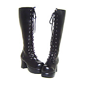 Fatto a mano in pelle PU nera tacco alto 7,5 centimetri Paese Lolita Stivali