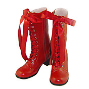 Håndlavede Wine Red PU Leather 6cm High Heel Søde Lolita Boots