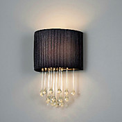 60W E14 Iron Wall Light with Fabric Shade and Crystal Chains